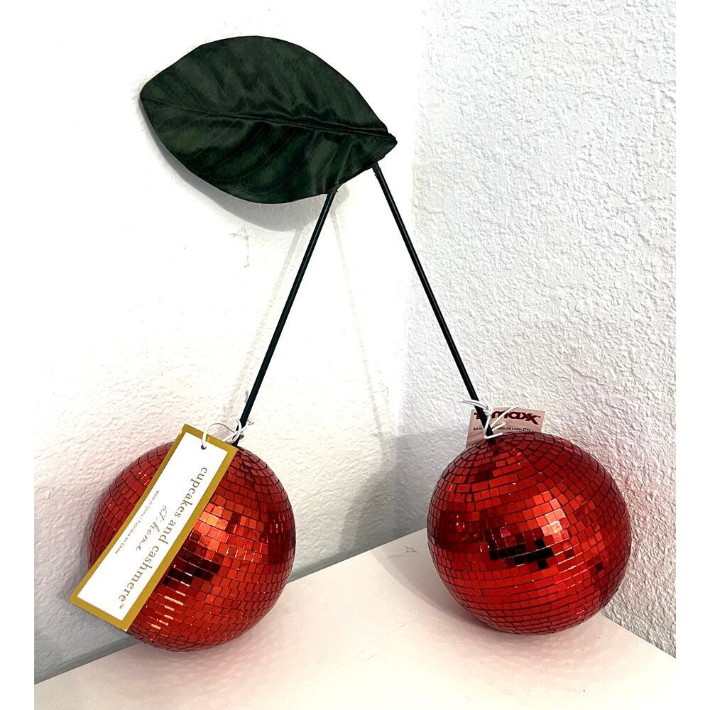 Cupcakes & Cashmere Cherry Decor Disco Tile Coquette Maximalist NWT